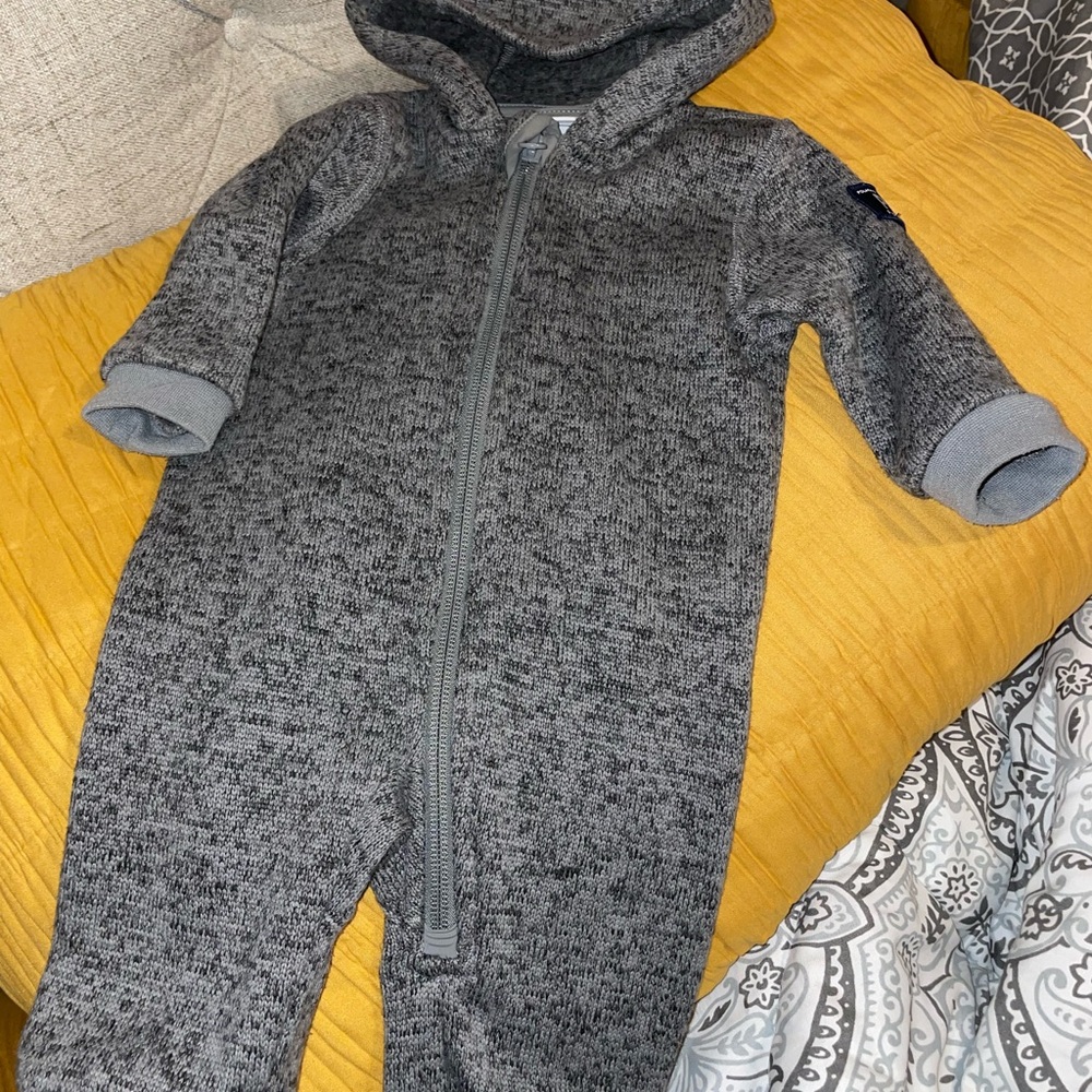 Polarn O. Pyret Gray Footies with Hood and Zipper